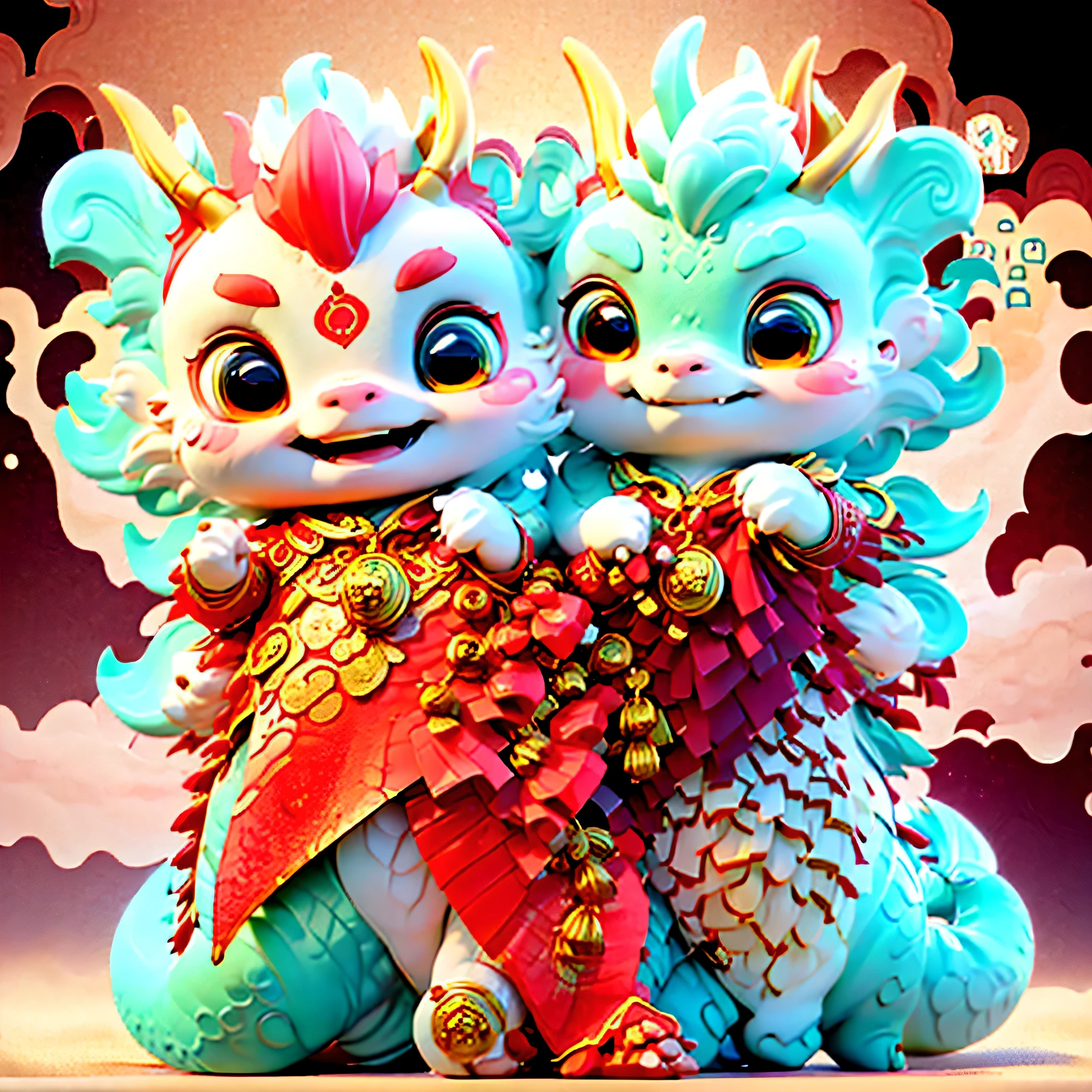 Chinese dragon,expression,cartoon,Chinese dragonexpression可以展现多种情绪,like happiness、Serious、surprise、angry, ETC,make it more interesting
