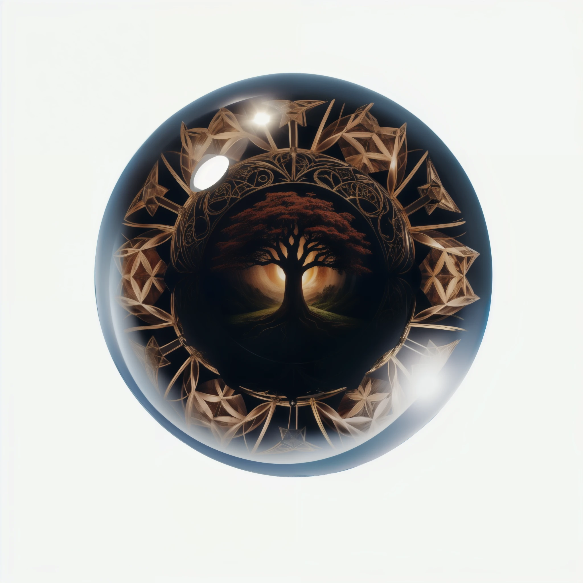 there is a glass ball with a tree of life inside of it, tree of life inside the ball, yggdrasil, tree of life seed of doubt, brain tree eye holy grail, cosmic tree of life, fantasy game spell symbol, the orb of time, orb of agamento, mana flowing around it, the orb of truth