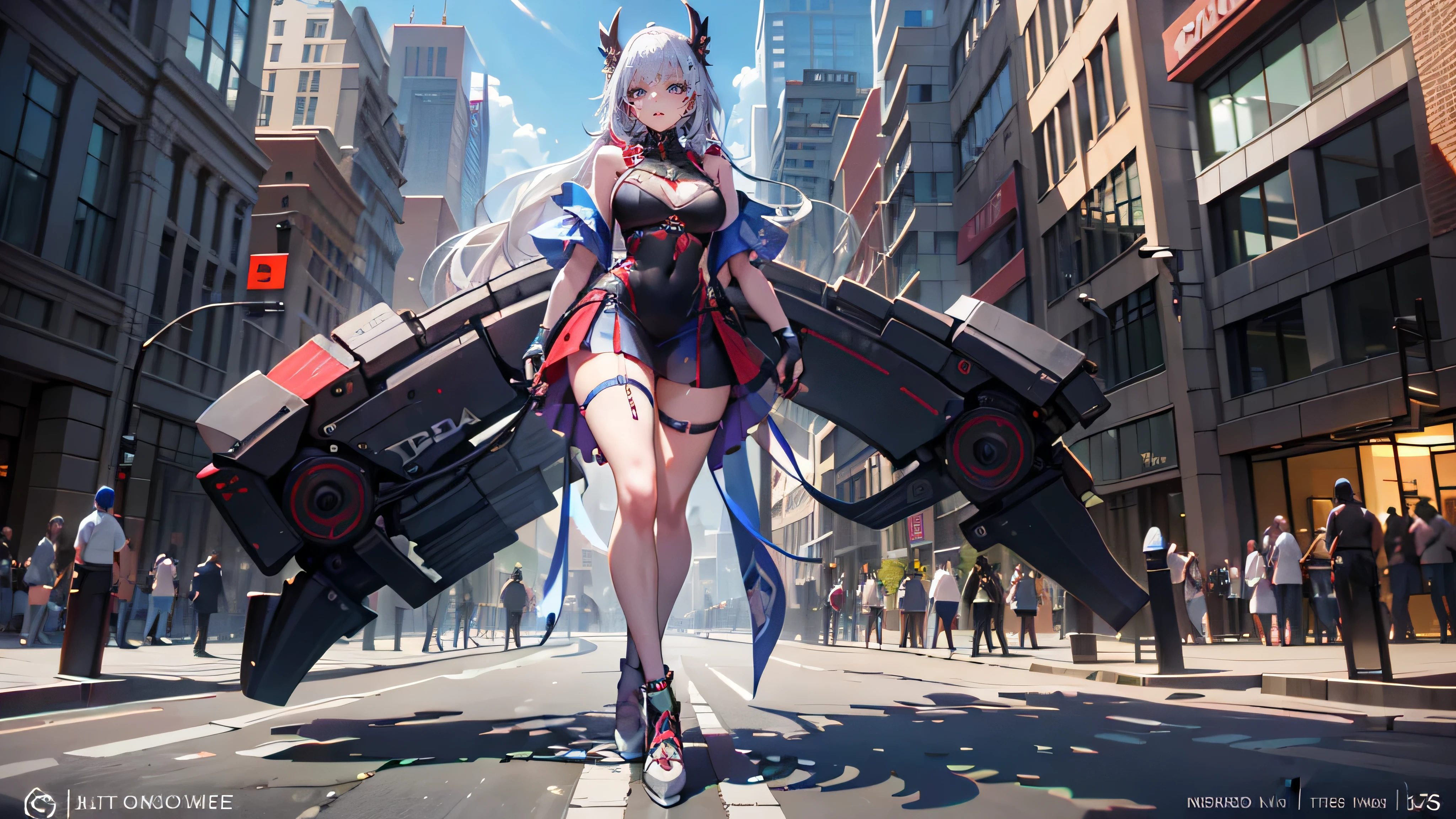 dynamic angle, ((Pose all over the body:1.5), (rich and colorful:1.2), (Extremely detailed CG unified 16K wallpaper:1.1), (Denoise intensity: 1.45), (tmasterpiece:1.37), ((official art)), Skaters on tall buildings、Play cyberpunk on graffiti-ridden streets、, divine light, spark, glowing light, ((masterpiece)), ((best quality)), ultra high definition, Award-winning, Unreal Engine 5, Auto parts, shaded flat illustration, The art of math, Popular topics on Artstation, Very detailed, fine details, complex