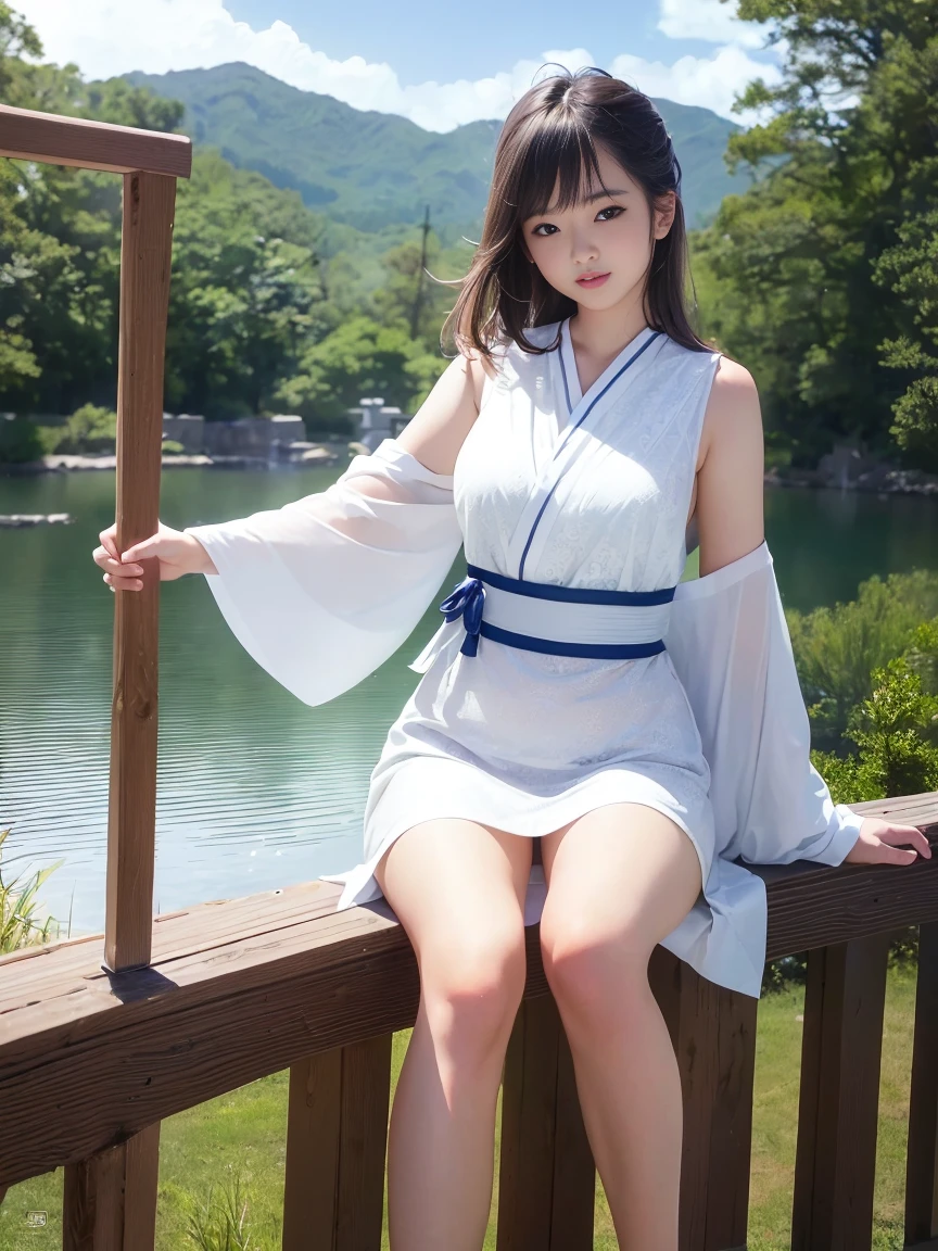 Japanese、１people々 woman、Photo Style、length, Straight black hair、bangs、light makeup、Standard face、(((Wearing a white loincloth)))、(((Covering the nipples with a cloth)))、Summer festival、((Showing off your loincloth)), 32k, Raw photo、Highest quality