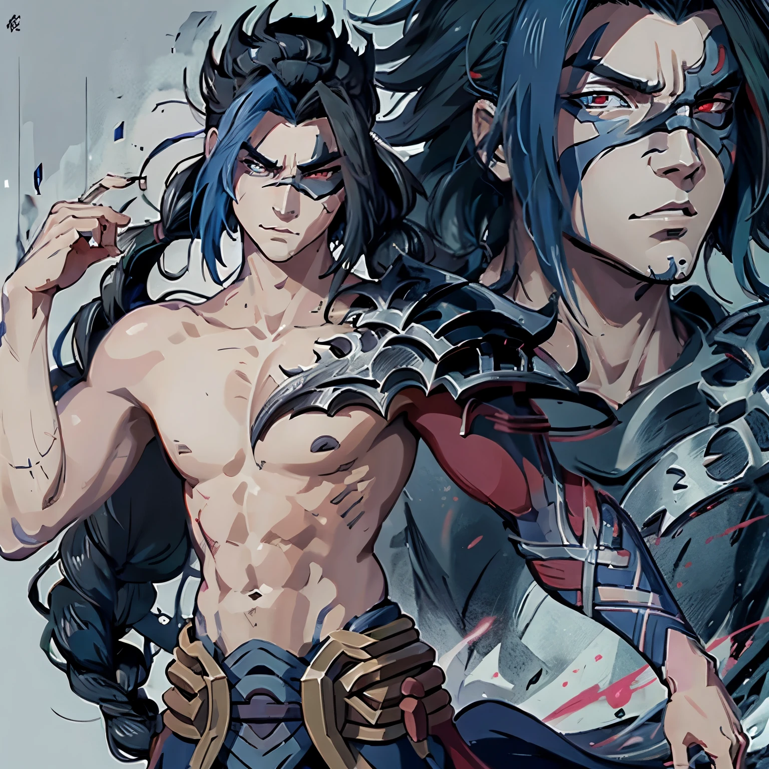 kayn icon face, alluring facial expression, bonito rapaz, semelhante a sasuke uchiha
