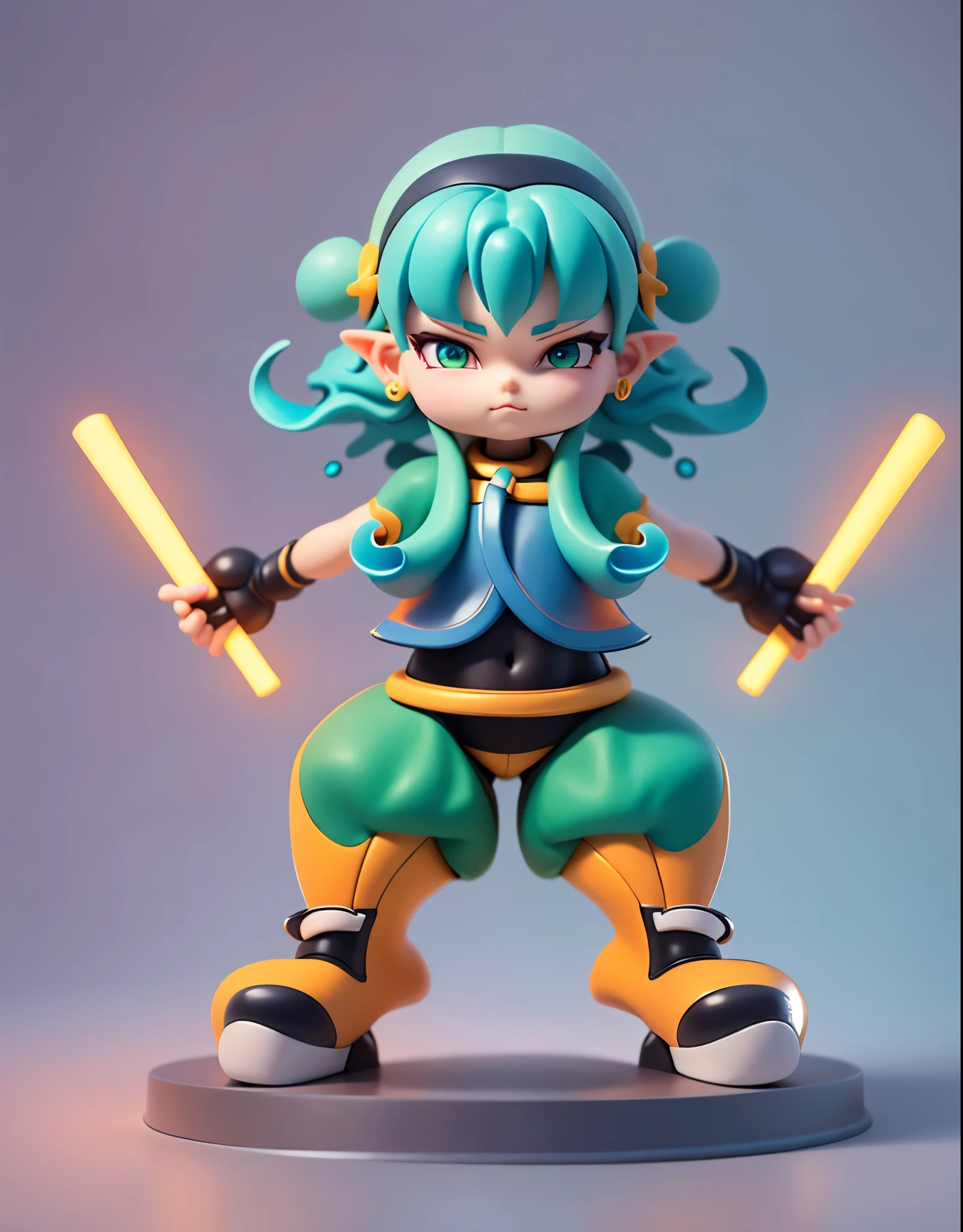 Water element hair 3D modeling c4d rendering ultra-light clay material clean and soft lines Morandi color matching cute character color clean ultra-clear rendering blind box hand-made style blue hair green hair orange costume cartoon boy, elf character, official character art, Epic Mage Boy character, very stylized character design, character artwork, Lucio as a man, role playing game characters, High quality character design