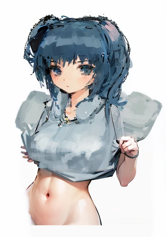 usada pekora casual, official alternate costume, fur-trimmed jacket, choker, denim jacket, open clothes, white belt, long sleeves, open jacket, sailor collar, blue neckerchief, pleated skirt, skirt lift, panty lift ,show off pussy, cum in pussy, white sailor collar, small breasts, breasts out, show off nipple, cum in breast