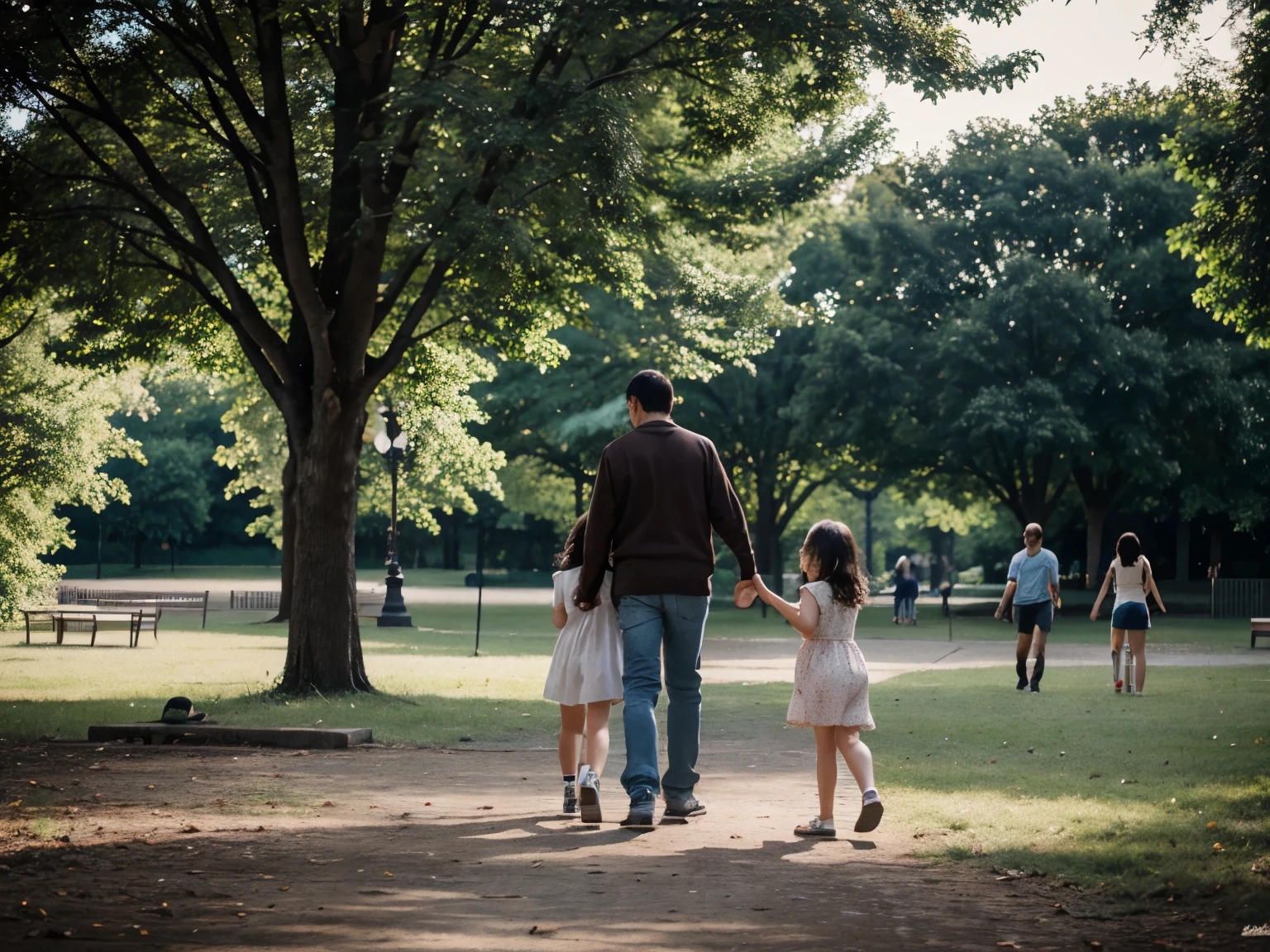 familly playing in a park
