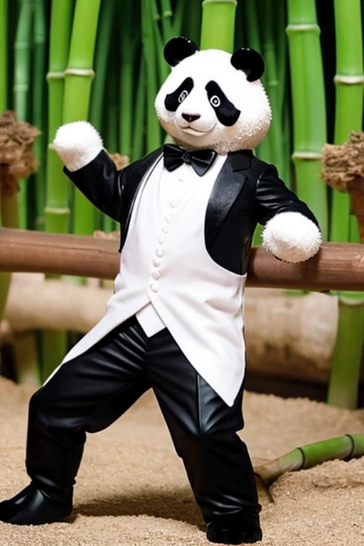 panda、tuxedo、Muscle、Eating bamboo、pandaマン