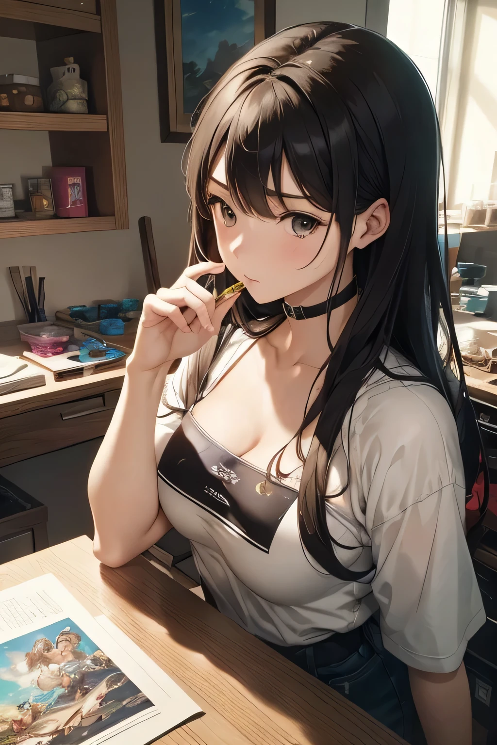 College Girl Tifa、sitting in a chair at a coffee shop、(Ahegao 10)、(Peeing)、(Rolling your eyes 5)、(Crying)、Happy expression、Drooping tongue