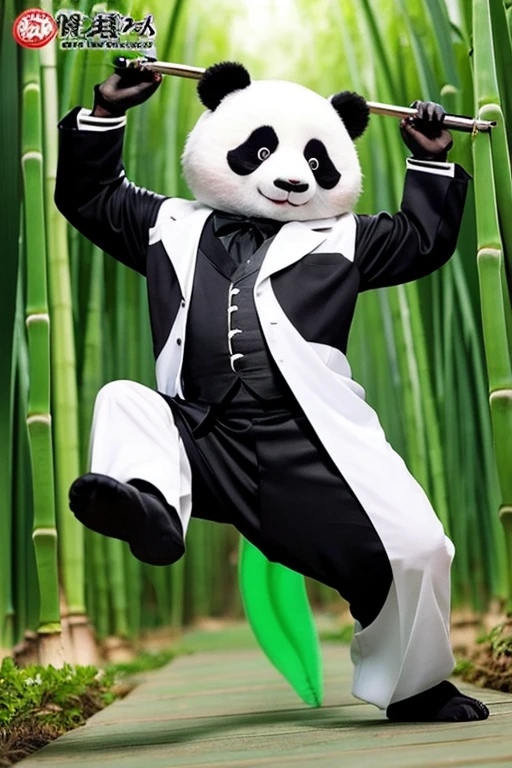 panda、tuxedo、Muscle、Eating bamboo、kung fu
