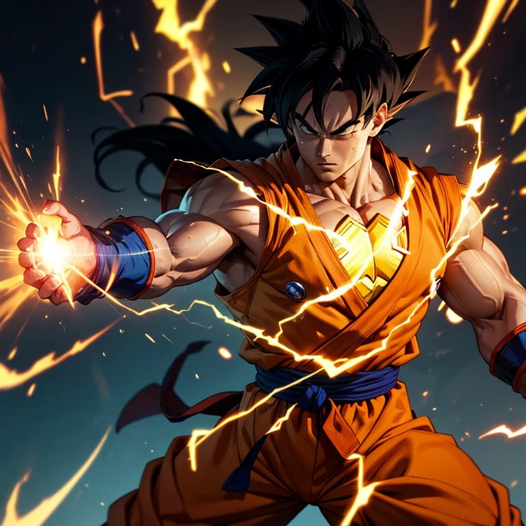 Goku, the legendary Saiyan warrior, dons an unexpected ensemble – the Superman suit embellished with golden armor. With his muscular build and fierce determination unchanged, this fusion of iconic characters promises an intriguing juxtaposition. The dark suit contrasts starkly against Goku's orange gi, while the golden armor adds an regal aura to his presence. Despite this new look, the intensity in his piercing gaze remains undeterred, leaving us pondering what new adventures await our hero.