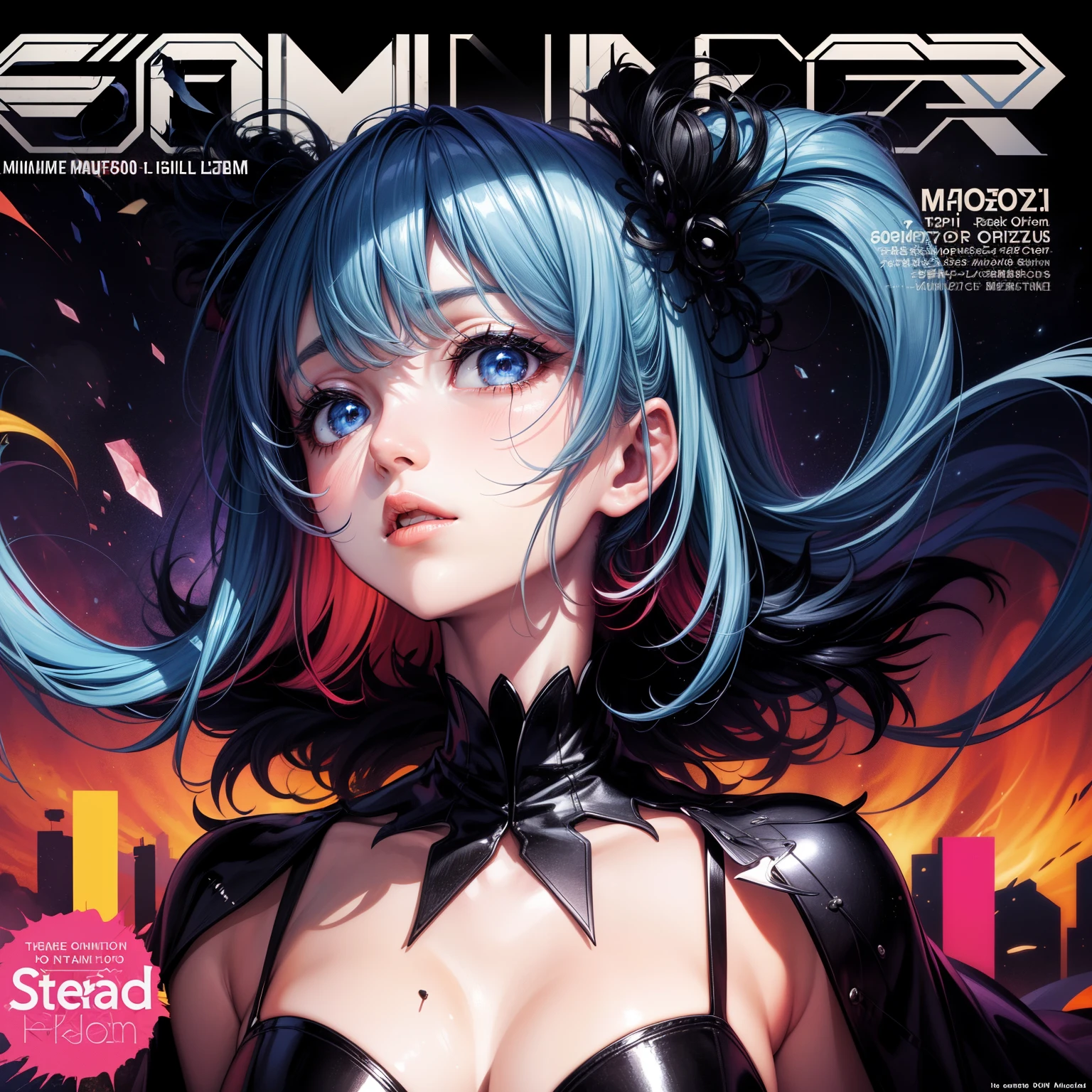 (magazine cover:1.3),ulzzang-6500, (actual: 1.3) (The original: 1.2), masterpiece, best quality, beautiful clean face, whole body, 1 girl, Fault art, (Digital distortion), pixelated fragments, corrupted data,Colorful noise, visual chaos,contemporary aesthetics