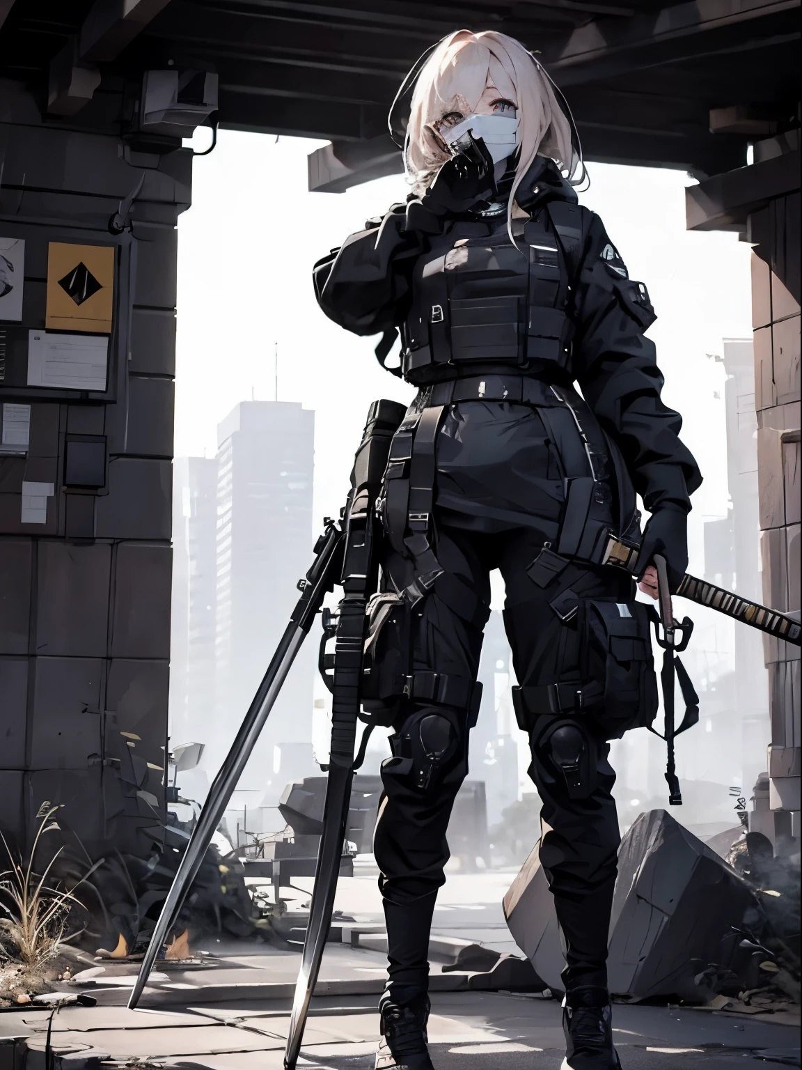 {{Masterpiece, top quality, highly detailed CG, unified 8k wallpaper, movie lighting, lens flare}}, 1 girl holding a rifle through the wall, wide view, thick body, long blonde hair soaring in the wind, green eyes, (holding a weapon, holding a rifle, aiming, aiming: 1.4), gun, h&k hk416, carbine, open fire, rubble, ruins of conflict areas, plumes, nitric smoke, blast waves, Flying bullets, sniper, 35mm, f/1.8, night, blue eyes