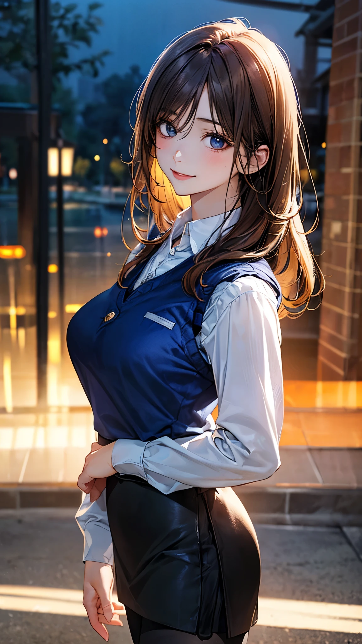 (masterpiece:1.2, top-quality), (realistic, photorealistic:1.4), beautiful illustration, (natural side lighting, movie lighting), depth of fields, nsfw,
beautiful detailed hair, beautiful detailed face, beautiful detailed eyes, beautiful clavicle, beautiful body, beautiful chest, beautiful thigh, beautiful legs,
looking at viewer, 1 girl, 12 years old, (perfect anatomy, anatomically correct, super detailed skin), cute and symmetrical face, perfect face, perfect eyes,
(long hair:1.5, straight hair:1.4, silver hair), swept bangs, blue eyes, big eyes, long eye lasher, (medium breasts, seductive thighs), perfect body, shiny skin, pink skin,
(short sleeve, open shoulders, light blue high neck blouse), break (white tight skirt), break
(beautiful scenery), evening, (train station), standing, (lovely smile, open mouth slightly),