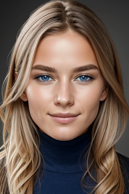 full portrait of a young Norwegian woman, smiling, Hautporen, dramatische Beleuchtung, Umgebungsokklusion, hoher Detaillierungsgrad, Komplizierte Hautdetails, Hautunreinheiten, beautiful face and fascinating Augen, scharfe Details, hyperrealistisch, scharfer Fokus, Perfekte, detaillierte Anatomie, perfektes detailliertes Gesicht, perfekte Details, blaue Augen, Oktan-Rendering, 8 TAUSEND, Meisterwerk, maximum quality.