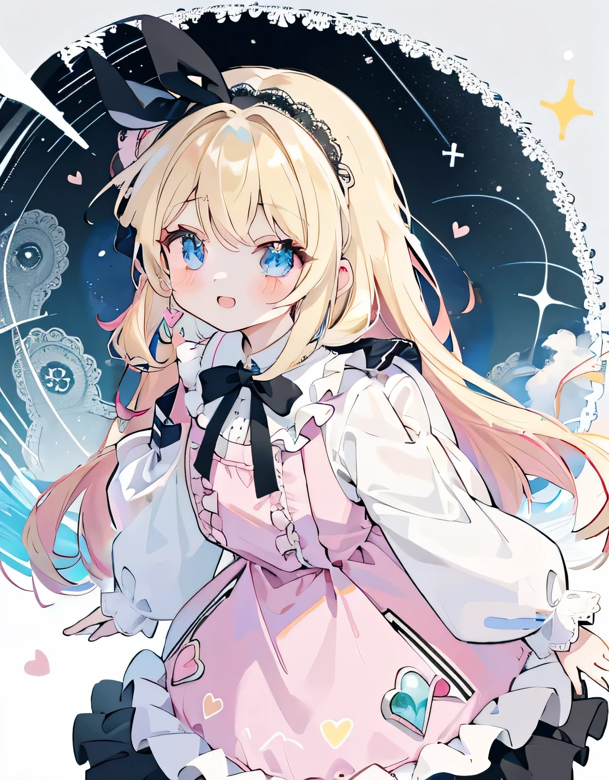 long hair、blonde、blue eyes