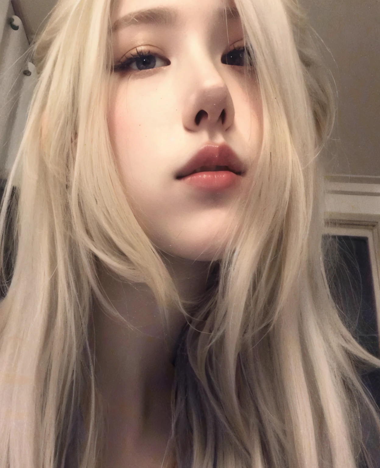 Mujer rubia con pelo largo y una corona de flores en la cabeza., very very pale blonde hair, extremely pale blonde hair, pale round face, 18 years, Pale fur, pale and light skin!!, very very very pale white skin, con pelo largo y rubio, very very pale white skin, 16 years old, pale white face, very pale white skin