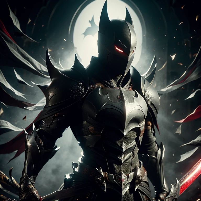 Batman ninja com espada de samurai. Armadura branca.