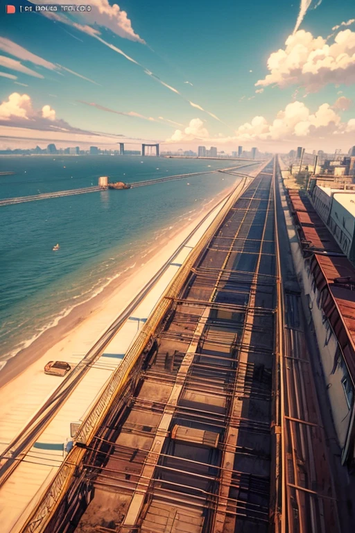 Painting of a train on the bridge, attack on titan scenery, (attack on titan animation), screenshot from the anime film, Rio de Janeiro in animated films, anime background, Screenshot of the 2012 animation, beautiful anime scenes, anime scene, Anime beautiful peaceful scene, Chino's journey, anime screenshot, from attack on titan