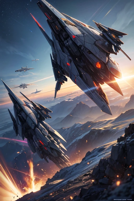 There is a jet flying in the sky There is a jet flying in the sky, Armored Core V, Armored Core V, Armored Core 4, Spaceship flying above, Sci-fi spaceships in battle, Spaceship flying in the background, HD visual effects-9, valkyrie fighter jet, Stunning visual effects, visual effects shoot, Armored Core V on the ground, spaceships flying around