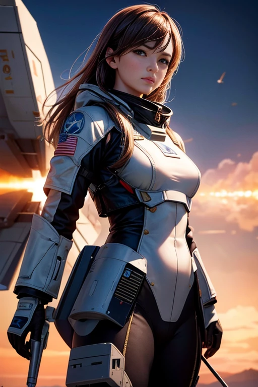 (best quality,4k,8k,highres,masterpiece:1.2),ultra-detailed,(realistic,photorealistic,photo-realistic:1.37),a jet plane soaring through the sky,emitting smoke,Walker Valkyrie fighter plane,fighter drone,stunning visual effects-9,anime bullet visual effects,Japanese computer graphics,Macross style,jet fighter,ace combat,Kamui,warplane,interstellar fighter,fifth-generation fighter,support aircraft,simulated space battle,afterburner