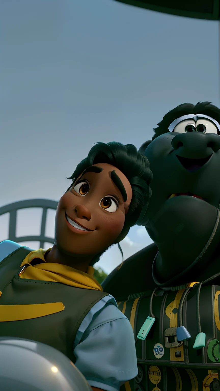 um homem e uma mulher negros estilo disney pixar, alta qualidade, melhor qualidade