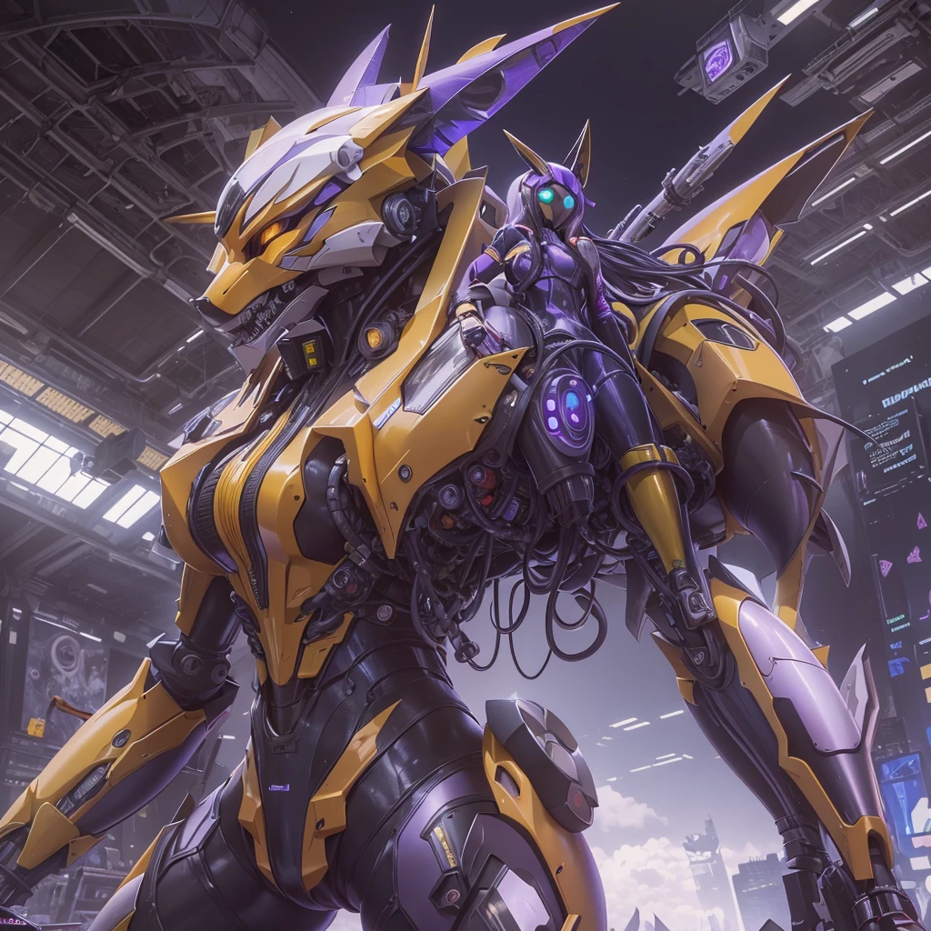 4K,real,realistic,near future,NSFW,Renamon and the giant battle mecha,The pilot is inside a giant battle mech.,Pilot details(full body concept art,Renamon is the pilot,Height: 160cm,The pilot is in front of a giant battle mech.,The pilot wears a Renamon-type full body suit.,face:Renamon type full face helmet,tentacle cockpitに跨がる,attached to tentacles,fuck pussy with tentacles,Renamon type full body suit is sticky and glossy with mucus.,A fluffy fox tail is growing,evil depravity,carnage),Details of the giant battle mecha(full body concept art,Humanoid,Looks like a fusion of Renamon and a dragon,symbiote,evil depravity,Height 40 meters,It has a fluffy tail.,fox ears,standing behind the pilot),tentacle cockpit,Inside the cockpit(The cockpit is covered in tentacles,there is a pilot,sitting in a tentacle-shaped cockpit)