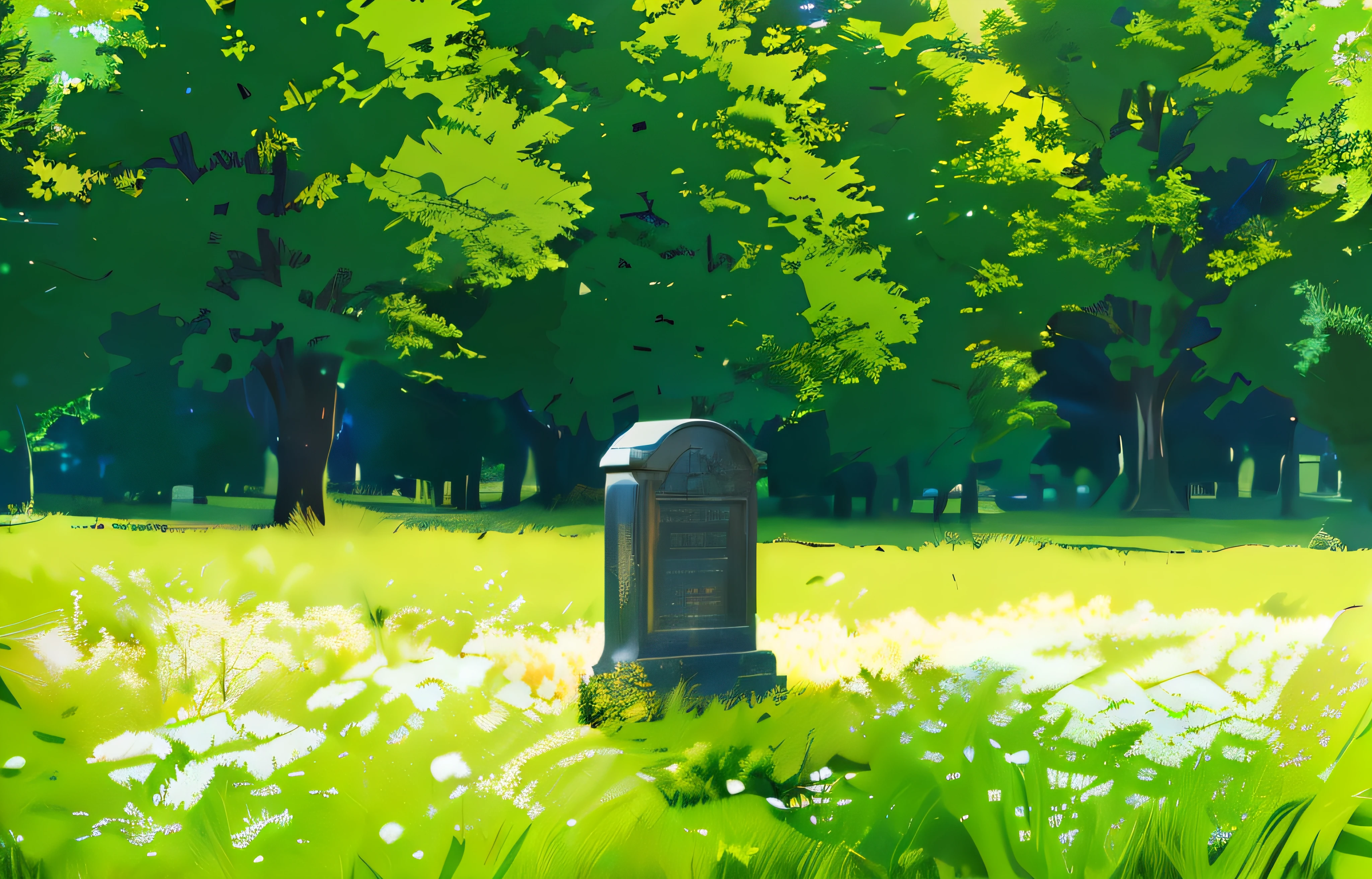 wood々There is a small grave in the meadow, Anime Rush John 8K Forest, anime movie background, graveyard background, anime background, anime background art, random background scene, anime nature wallpap, ( ( makoto shinkai ) ), colorful anime movie background, Animated movie yet, anime still frame, Beautiful peace scenes in anime