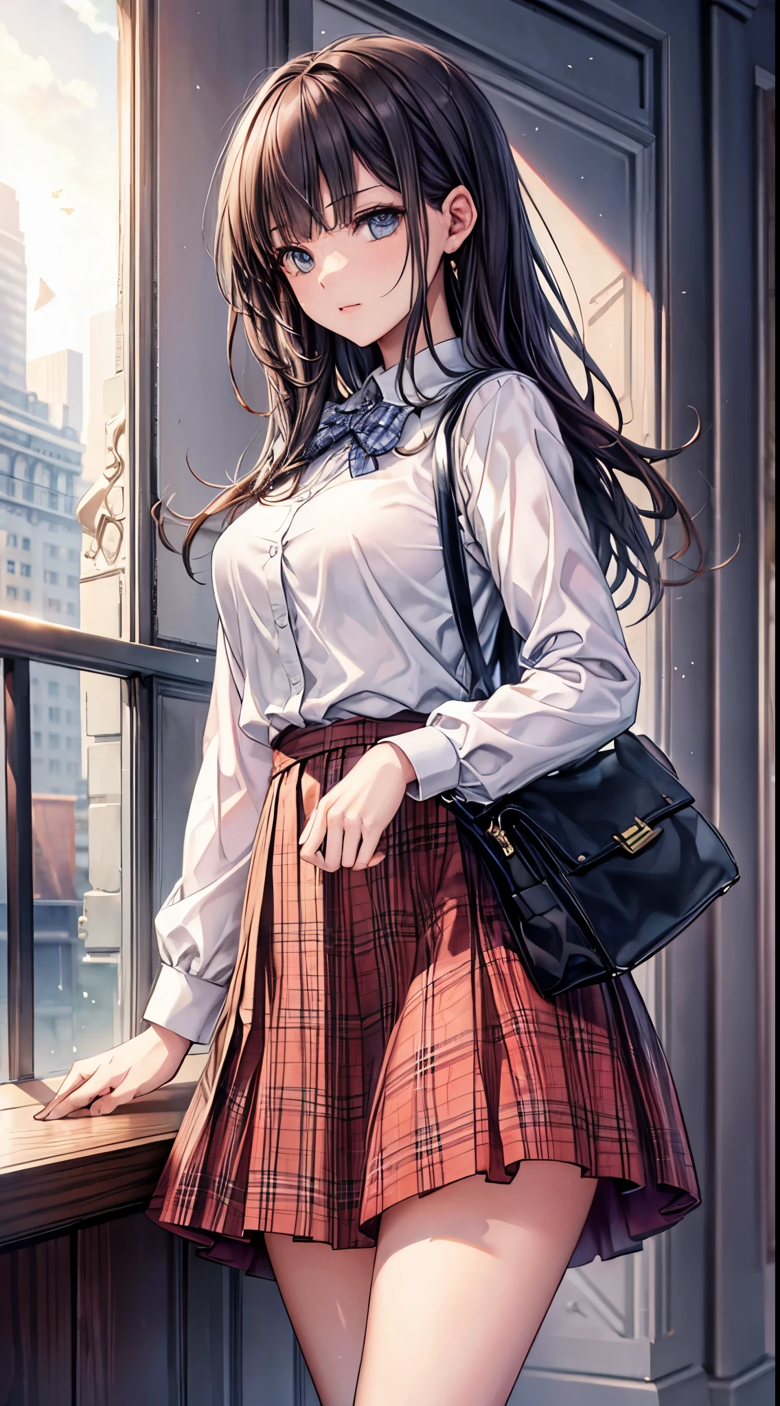 masterpiece, highest quality, High resolution, SA1, plaid skirt, 