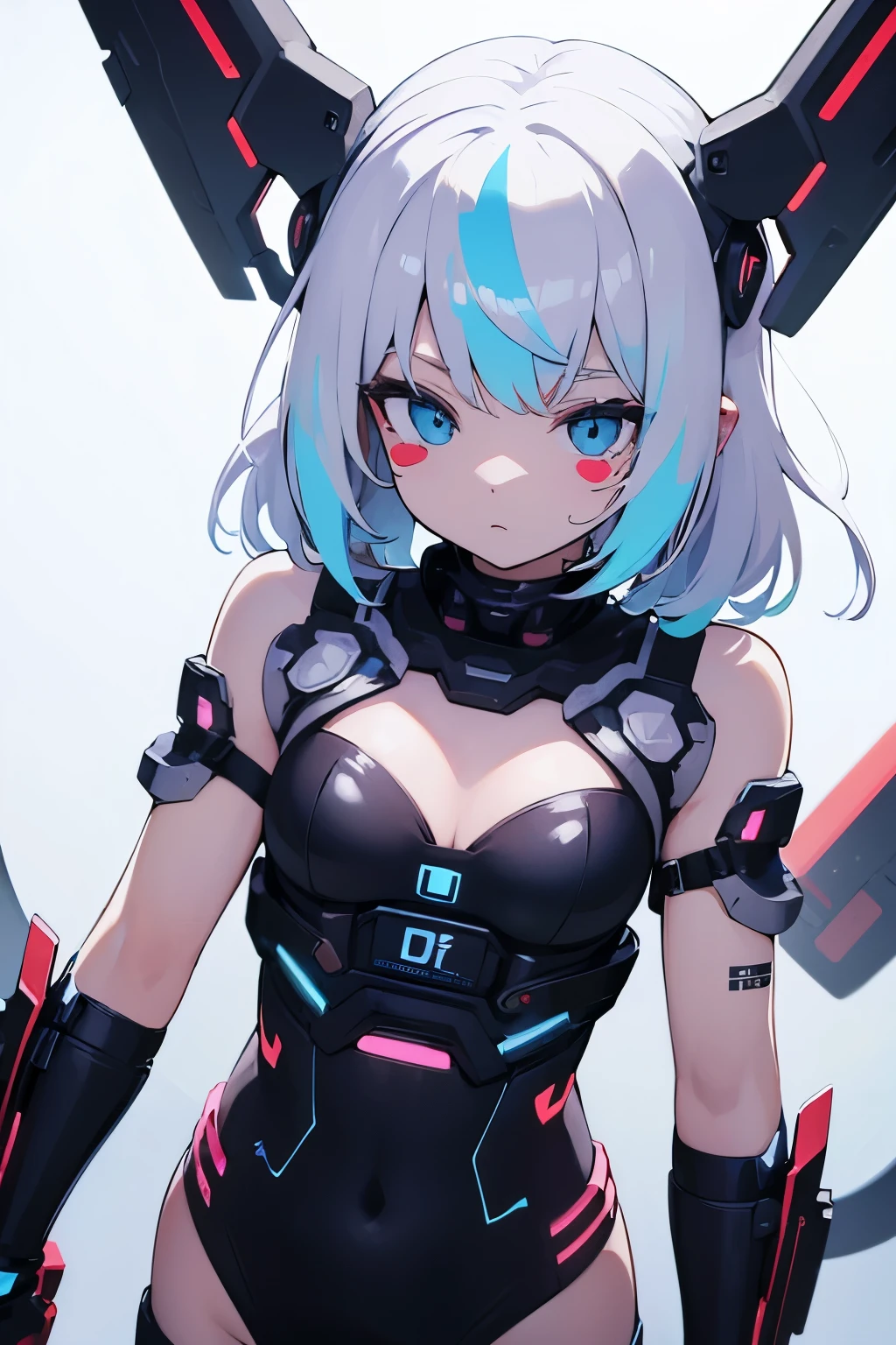 (((sticker tamplate))), white flat background, classic sticker, anime cyberpunk, holo colors, 1 girl, single sticker