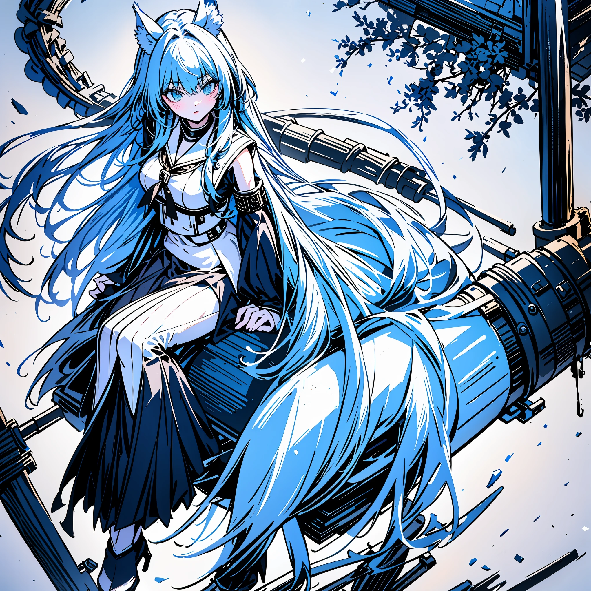 8k, resolution, high quality, high resolution, best quality, extremally detailed, best resolution, absurd resolution, ray tracing, high detailed, masterpiece, extremely detailed,shoulder length white hair, female,2 white wolf ears, teenage girl, slim body, white scale dragon tail,black boots,black leggings, navel blue school skirt, sailor shirt, white jacket, medium size chest, detailed blue eyes, detailed beautiful face,solo female,1 dragon tail, detailed eyes, tomboyish
INFO