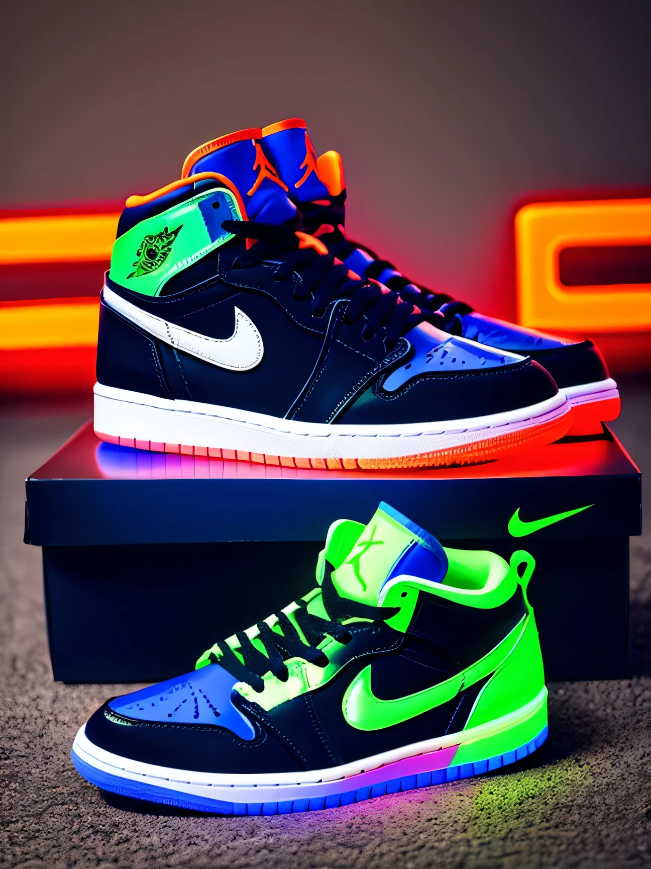 Nike Air Jordan, Neon style sneakers