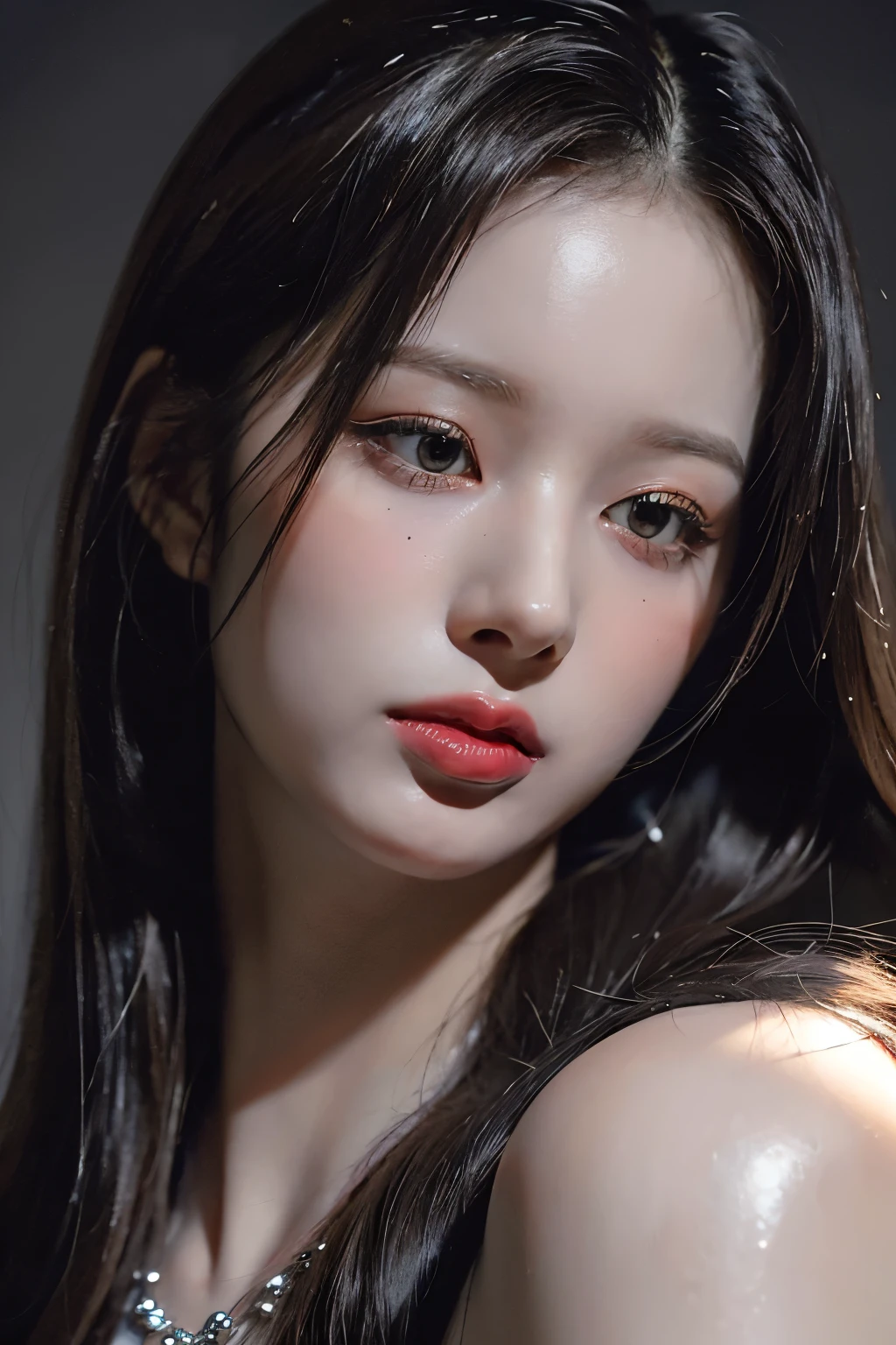 (RAW photo, best quality), ((Nostalgia,1980s syle)),(A girl with a literary atmosphere:1.2),(realistic, photo-realistic:1.3), extremely delicate and beautiful, Amazing, finely detail, masterpiece, ultra-detailed, highres,best illustration, best shadow,intricate,depth of field,(closeup portrait of a young beautiful woman:1.2),long hair,messy hair,((((low key,dark scene,dimly lit)))),(((soft lighting:1.4))),(pale skin:1.4),(shy smile),(cinematic angle),sharp focus, volumetric fog, 8k UHD, DSLR, high quality,( film grain:1.4), Fujifilm XT3,(looking at viewer), pale skin