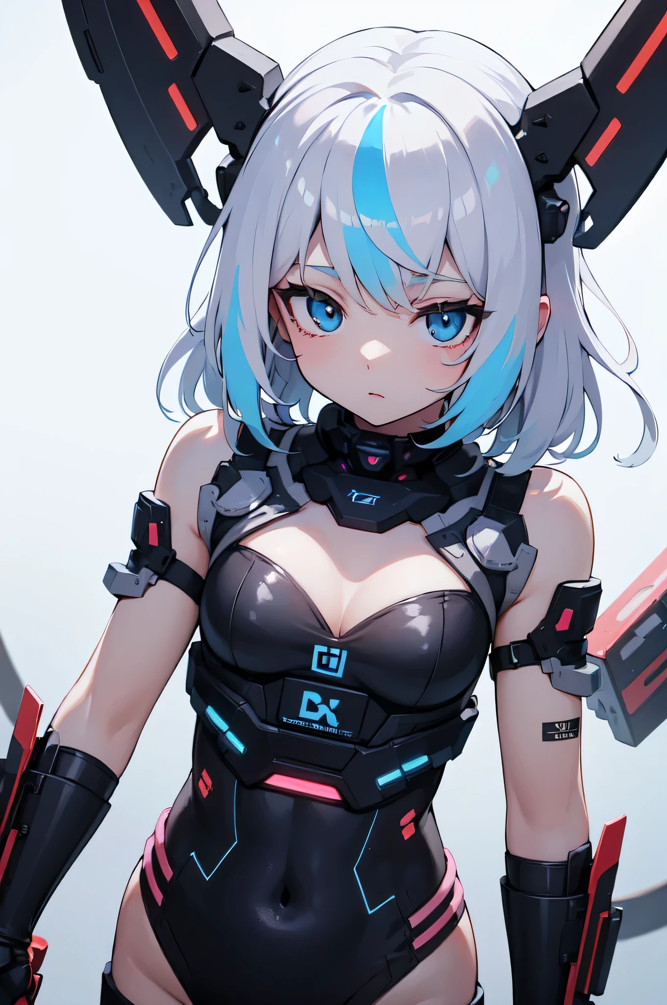 (((sticker tamplate))), white flat background, classic sticker, anime cyberpunk, holo colors, 1 girl, single sticker