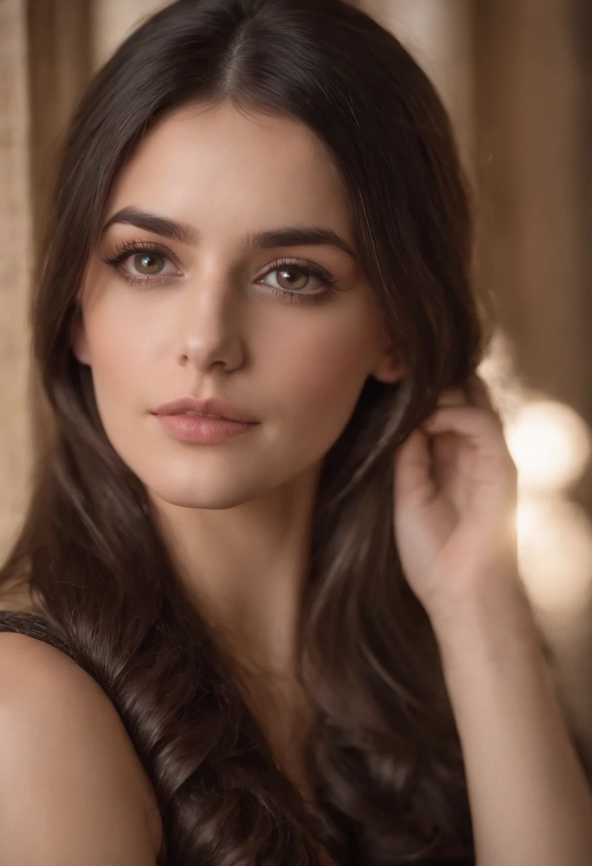 1 girl, schwarzes Haar, tiefer Ausschnitt, braune Augen, sehr langes Haar, blasse Haut,
