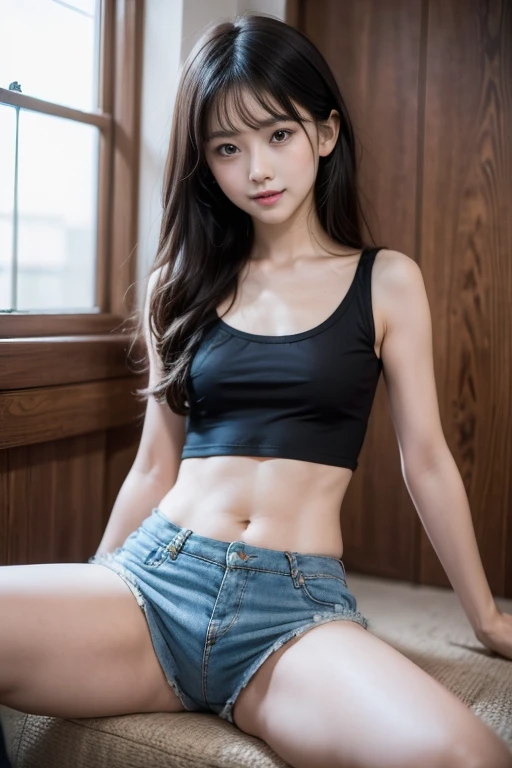 Beauty、sexy、small breasts、thin waist、spread your legs、look at the front、Completely naked、sexy、perfect style、nipple、spread genitals、Erotic、Thrust your crotch forward、lean、shot from below、