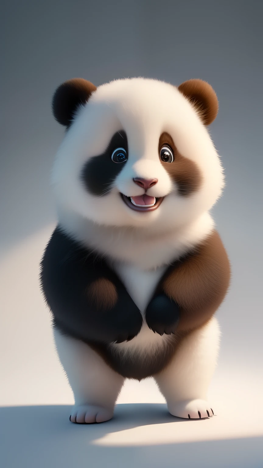 (masterpiece), (best quality), (Super detailed), (whole body:1.2), Super cute, baby, Pixar, baby panda in pajamas, big bright eyes, fluffy, Smile, Exquisite, Fairytales, Very detailed, Pixar style, bright color palette, Natural light, Simple background with solid color, octane rendering, Popular topics on Artstation, Gorgeous, super wide angle, 8k, HD, actual