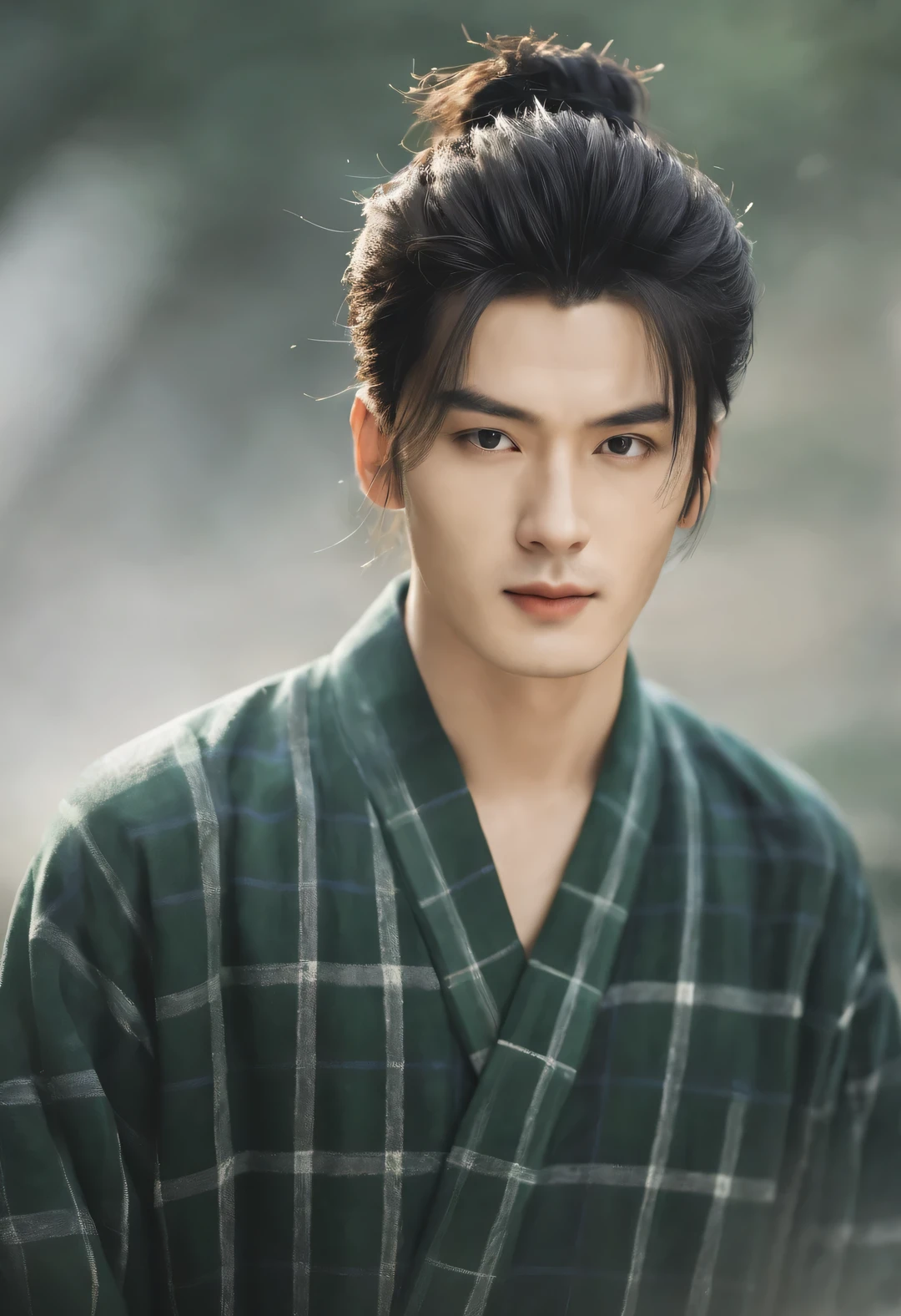 (male character design), Half body photo, Staring at the camera,
(Close-up of handsome Chinese boy Wei Jie making tea), He has a handsome face, Beautiful features, Tall figure, Delicate and fair skin, eyebrows, and unparalleled appearance. His eyes were bright and vibrant, People can't help but fall in love with him. His hair is styled into a high bun, Make him very handsome. (Wear a plaid coat)
HD, high quality, HD Analysis, 32k, Surrealism,