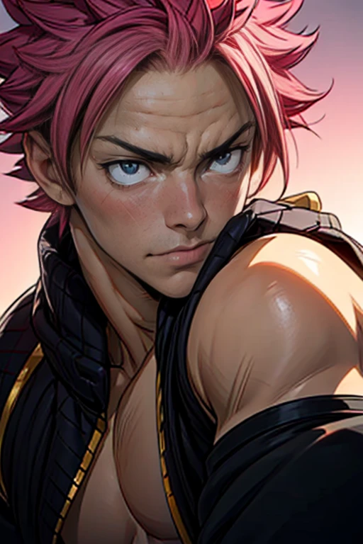 (best quality,ultra-detailed,realistic:1.37),2men,kissing,gay couple,Natsu Dragneel,Gray Fullbuster,romantic scene,passionate embrace,intimate moment,red and pink color palette,soft lighting,emotionally charged,affectionate touch,classy and elegant style,subtle background,detail-oriented rendering,high resolution,stylish composition,love and acceptance.