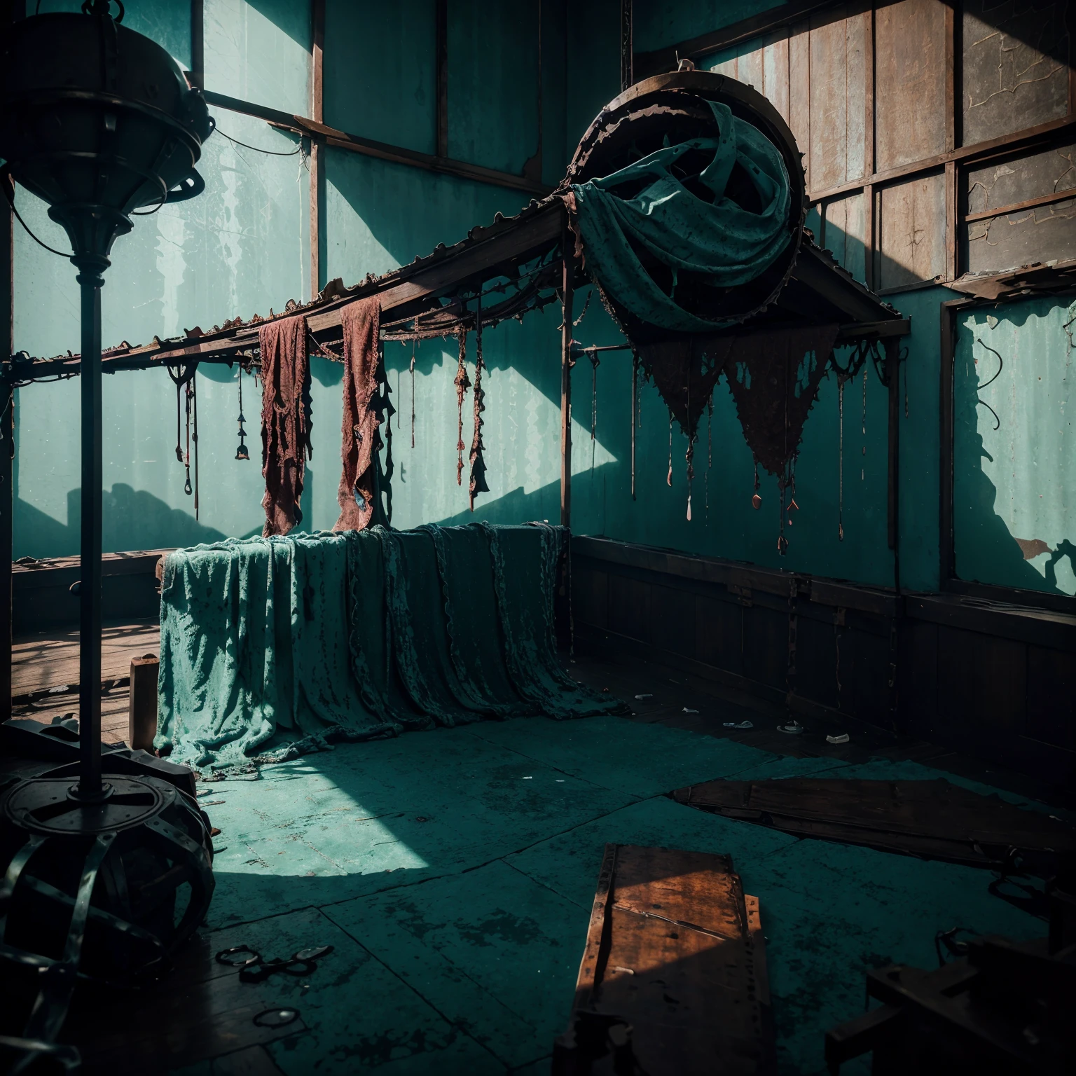 Unhinged jaws drippping ichor | Bright lighting | Lewd exposed Pixar horror film. | crimson Blood. | emerald Ichor. | indigo Tentacles. | platinum Puzzle box Lament configuration. | rusty Hooks. | infected Piercings. | pus and bones | torn and tattered | broken and forlorn | full frontal | Medusa vibes tiny strip of cloth