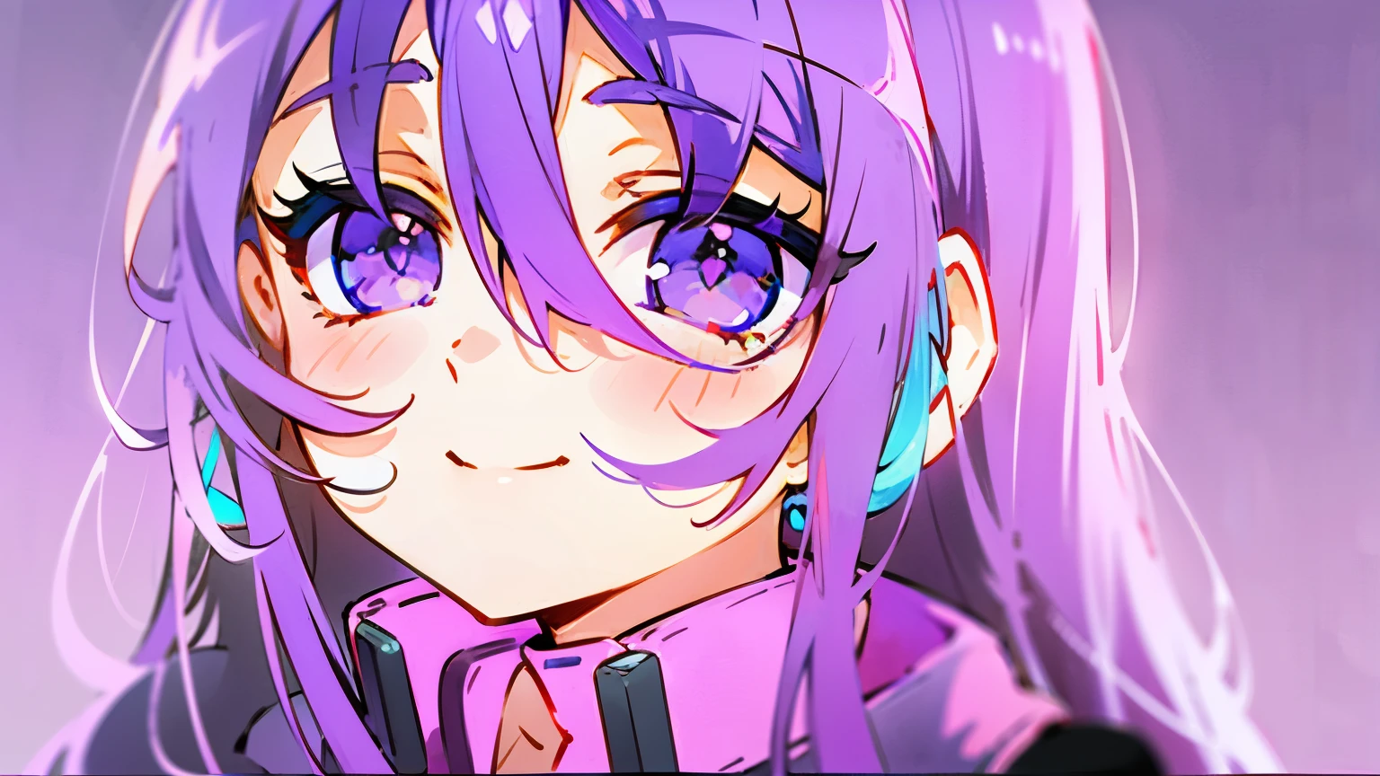 sea,night,Star,purple long hair,purple eyes,Purple coat,8K resolution,earphone,anime, high quality