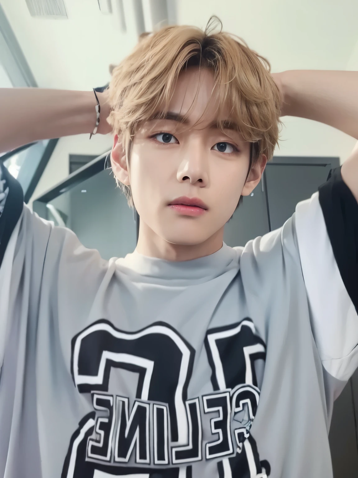 Taehyung from Bts, fotorrealista, ultrahd, blond man