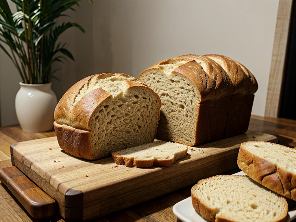 bread, loaves, bread on the table, sliced wholemeal bread
