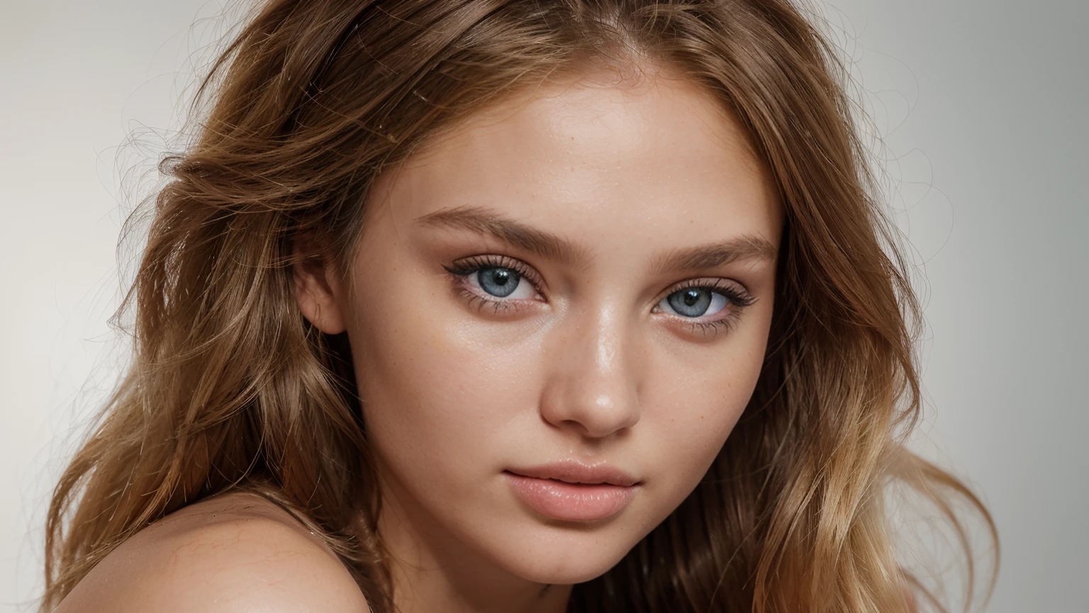8k ultra high resolution image, (photorealistic:1.4), a masterpiece, a close-up of one girl with beautiful and detailed eyes and face, part of her upper body shown, genuine leather texture effect, film grain overlay, selfie angle view.