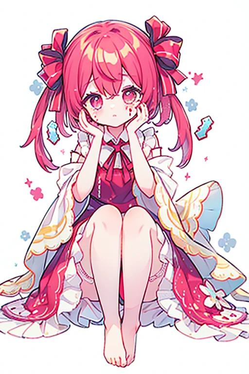 more tears falling down let's her cried a river,sick,Eyeballs turn red、Pupil dilation、Glazed eyes、The eyes are dull,Sit on your knees,Blood flowed all over the place,kirisame_marisa,(touhou project),yandere,Put your hands on your face,A loving expression,leg straps,soft,high resolution, Super detailed,4k,cute,Transparent pink garter stockings,whole body,barefoot,lace,More vivid colors and softer contrast,fair skin,The skin is delicate and shiny