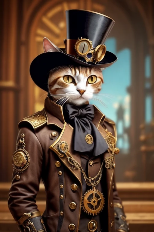Cat with a top-hat, steampunk style
