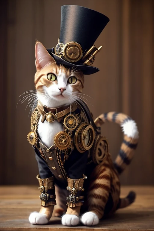 Cat with a top-hat, steampunk style