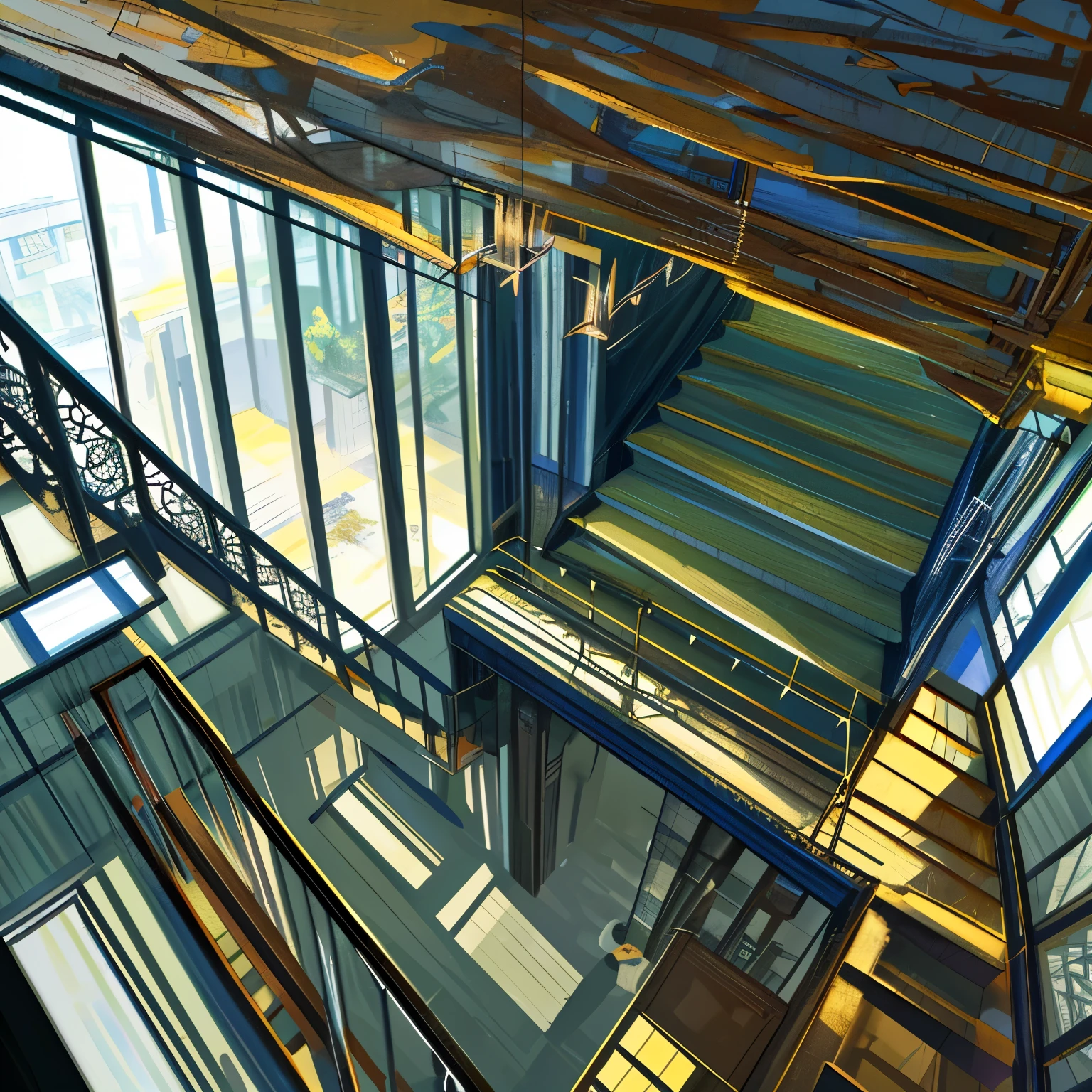 multiple stairs, liminal space