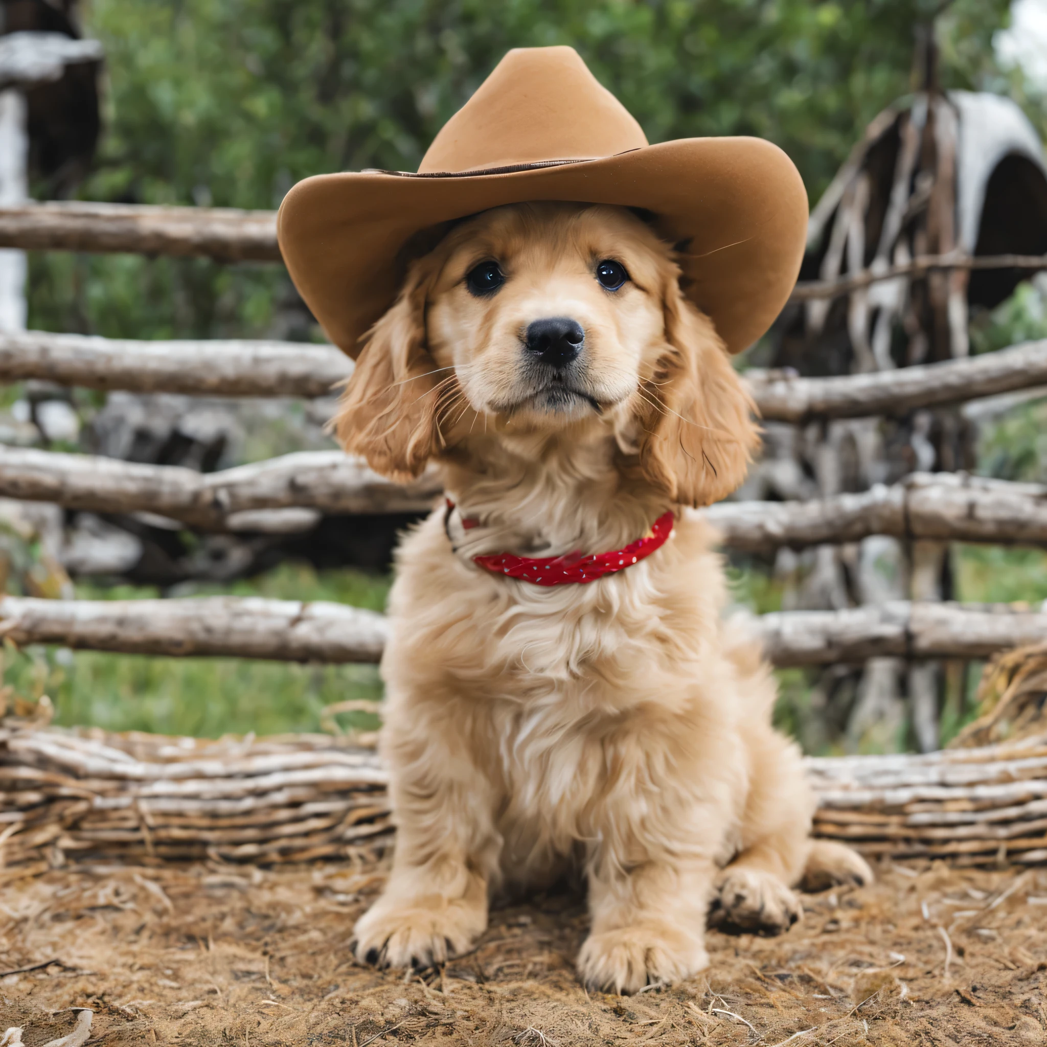 a puppy wearing a cowboy hat