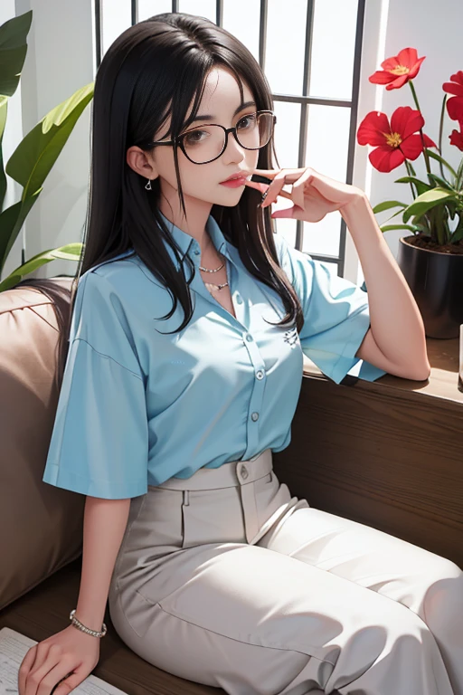 Akiko Hayashi, Régis Loisel, surreal, mysterious, bizarre, fantastic, fantasy, Sci-fi, Japanese anime, map editor miniskirt beautiful high school girl who draws a map of a transparent city, surveying instruments, draft table, glasses beautiful girl, perfect voluminous body, detailed masterpiece hand drawings