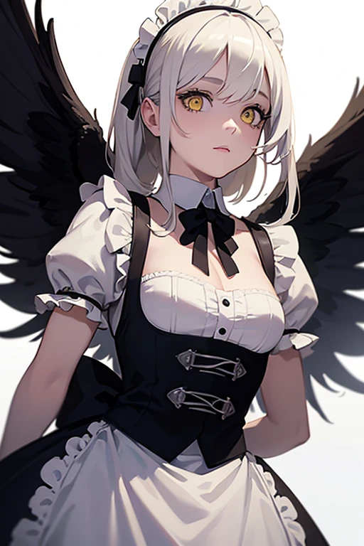 A beautiful girl wearing a black high-necked punk nurse outfit()A short-haired girl with black hair wearing an eyepatch with a heart mark on one eye, her mouth slightly open, seductively looking at you.