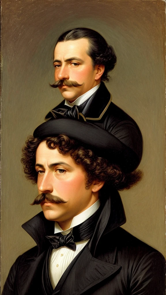 arafed man with a mustache and a bow tie in a black coat, inspired by Théodore Géricault, inspired by August Friedrich Schenck, inspired by Louis Mathieu Verdilhan, inspired by Jean Baptiste Debret, inspired by Benito Quinquela Martín, inspired by François Joseph Heim, inspired by Aleksander Orłowski