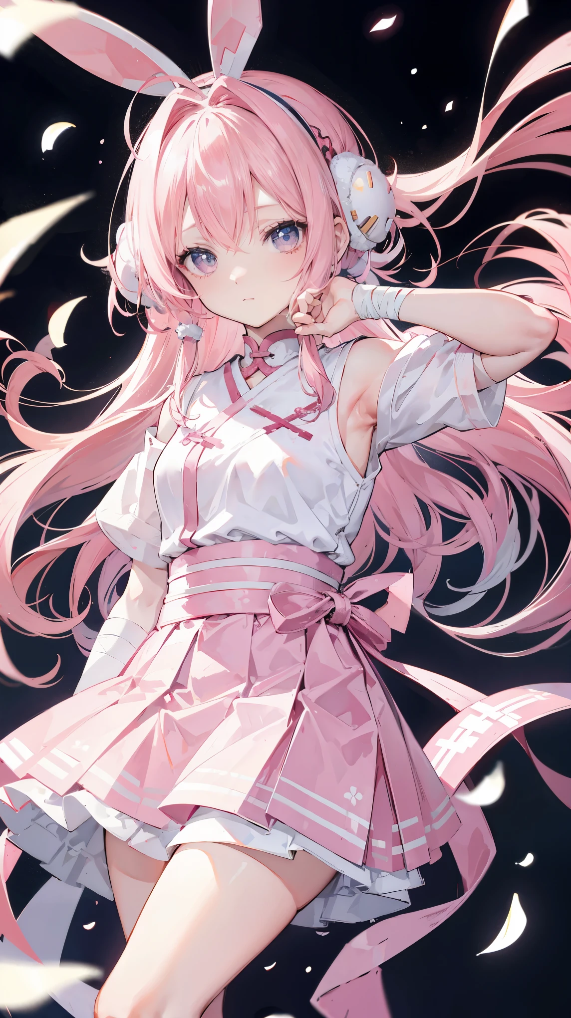 Anime girl with pink hair and bunny ears in a pink dress Anime girl with pink hair and bunny ears in a pink dress